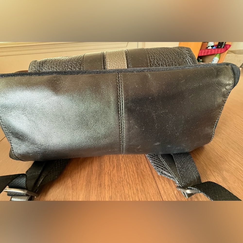 Coach Black and Gray Striped Leather Backpack - Picture 3 of 12